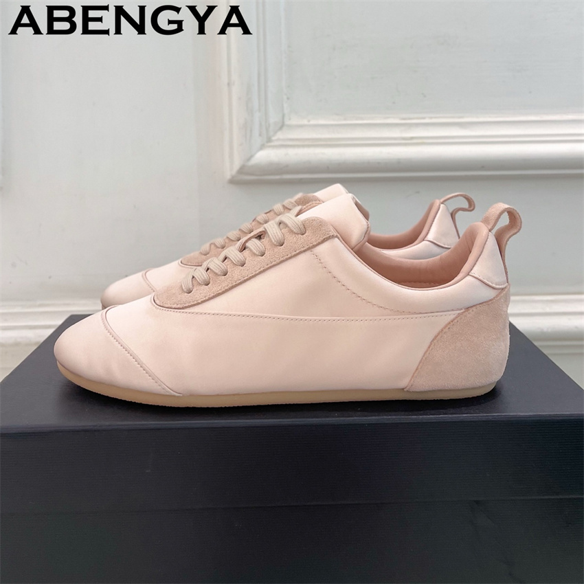 Oxford Lace Up Women - Розовые атласные повседневные туфли с круглым