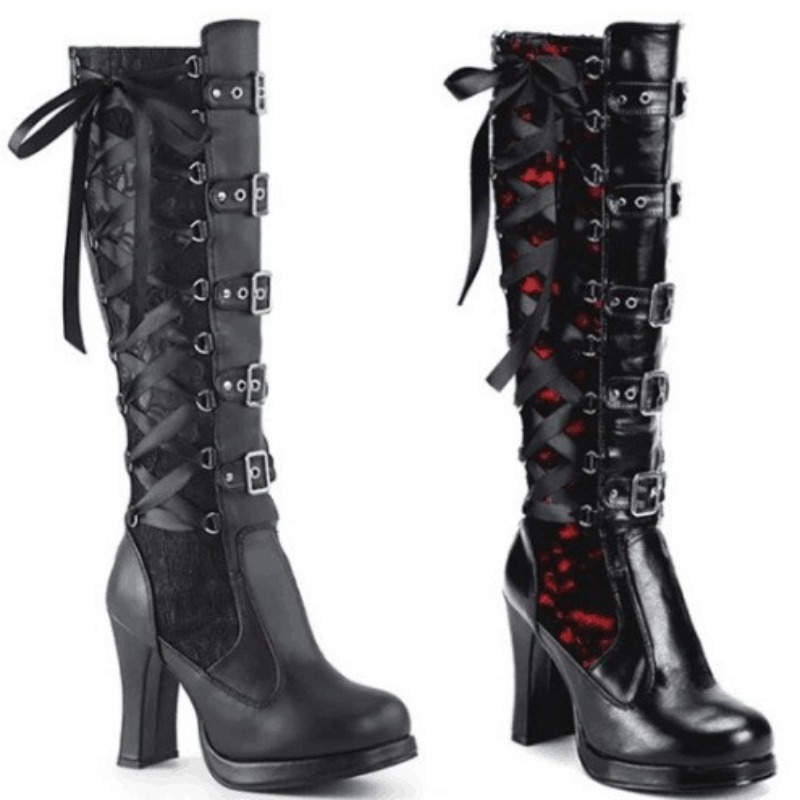 Knee High Boots Women - Женские высокие сапоги в стиле панк-готика,