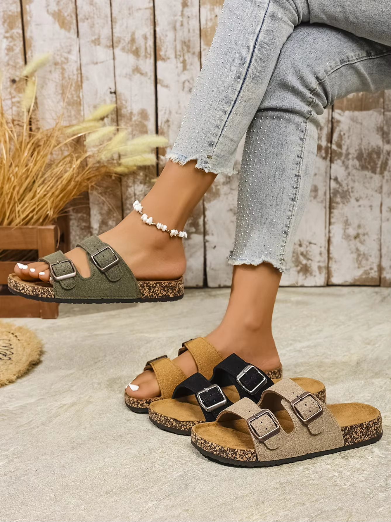 Mule Slip On - Женские всесезонные повседневные шлепанцы из искусственной