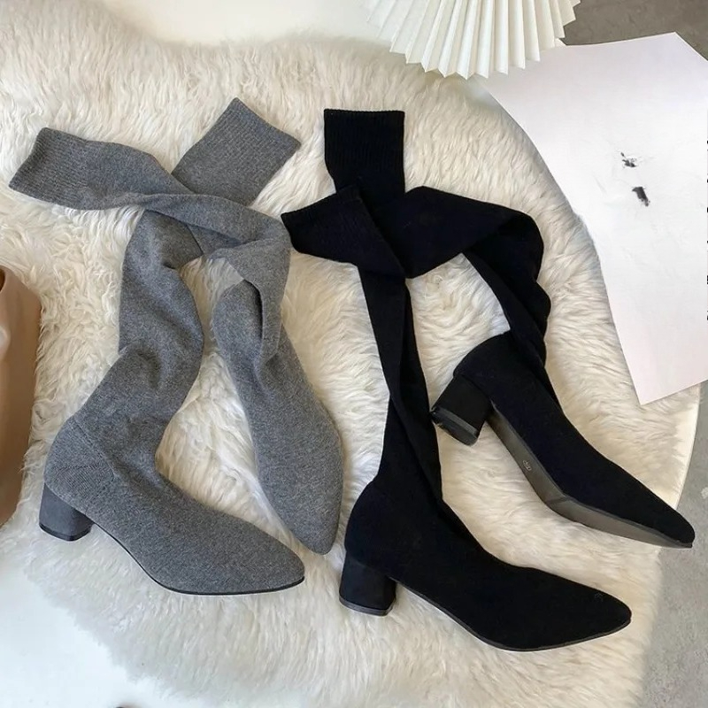 Туфли до колена, новинка 2023  – обзор и цена Sock Boot Women